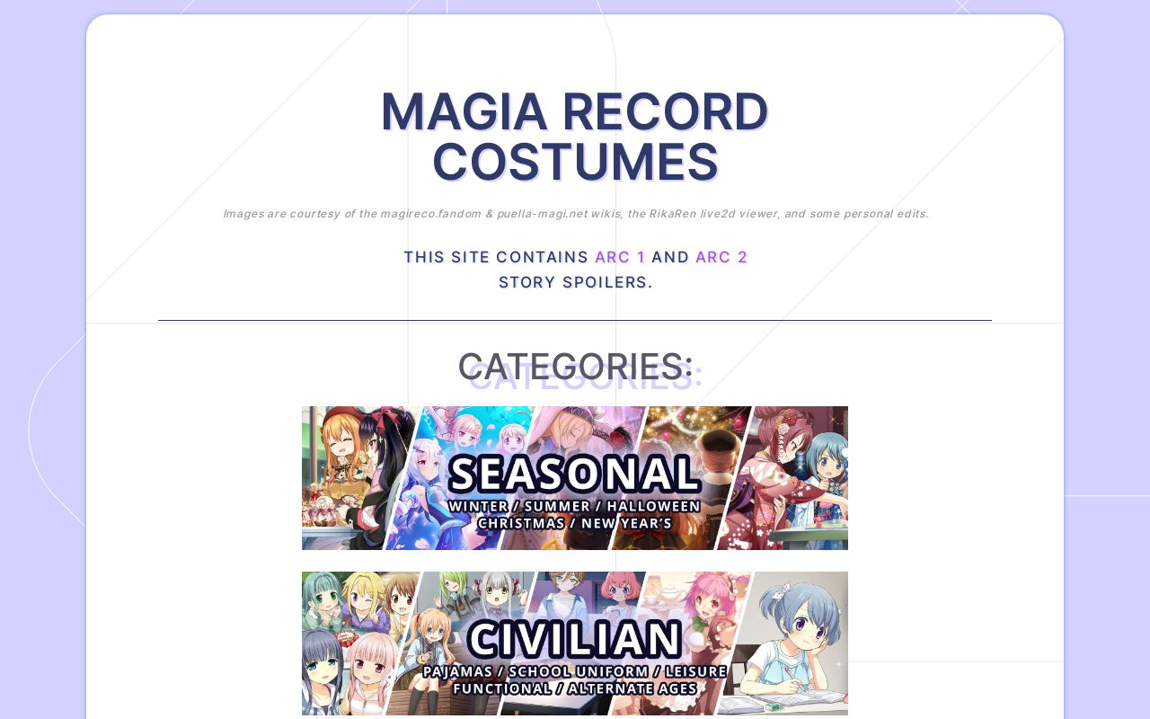Magia Record - Alt Costumes Gallery